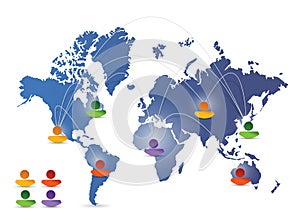 World map social media network illustration