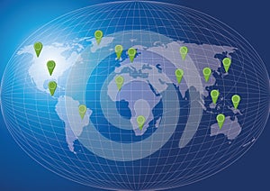 World Map Social Network Concept.