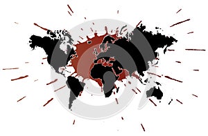 World map with splatter illustration