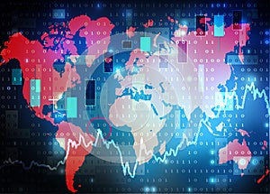 World map stock market background