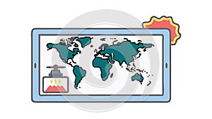 World Map on Tablet Device Vector, vector design Generative AI