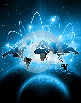 World map on a technological background. Best Internet Concept of global business. Elements of this image furnished by