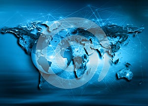 World map on a technological background. Best Internet Concept of global business. Elements of this image furnished by