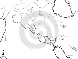 World Map of The TIGRIS & EUPHRATES Valley: Iraq, Syria, Armenia, Levant, Middle East, Persian Gulf. Geographic chart.