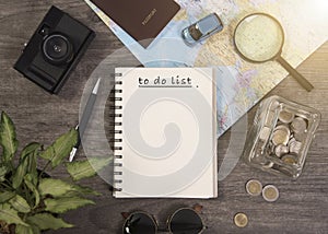World map for to do list planning vacation with other travel