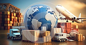 world map, transportation industrial concept, container cargo, Logistic import export