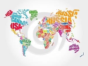 World Map in Typography word cloud
