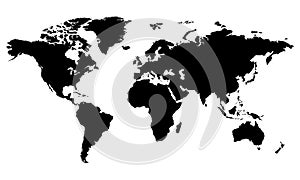 world map in silhouette version, created in vector format