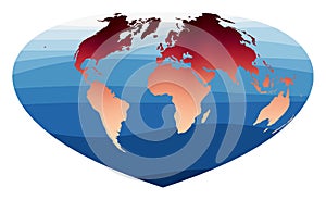 World Map Vector. Bottomley projection.