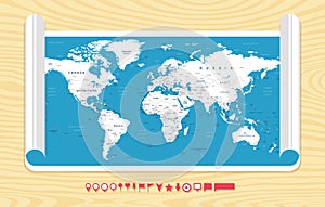 World Map Vector. Detailed illustration of worldmap