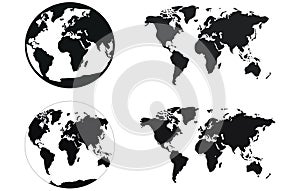 World map vector,Flat Earth, map template for web site pattern, Globe similar worldmap icon. Travel worldwide, map silhouette