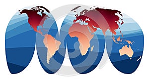 World Map Vector. Goode`s interrupted Mollweide.