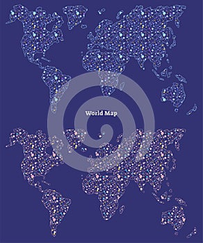 World map vector illustration, global connection concept with dots and lines. photo