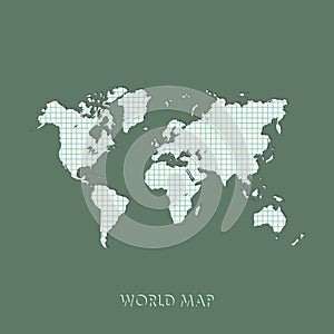 World map vector illustration. Mercator projection worldmap. photo