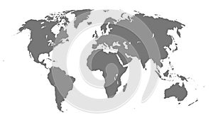 World Map Vector Illustration on White Isolated Background. Flat Blank world map