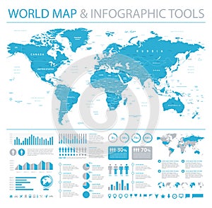 World Map Vector Info Graphics. Detailed illustration of worldmap
