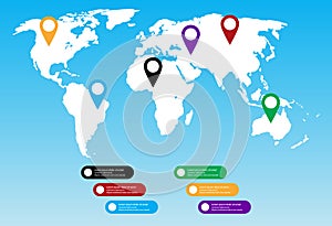 World Map Vector, InfoGraphic Concept, Flat Earth Map For Website, Annual Report, World Map Illustration