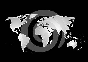 World map vector, isolated on black background. Flat Earth, map template for website pattern, annual report, infographics. Travel