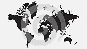 World map vector, isolated on white background. Flat Earth, gray map template for web site pattern, anual report, inphographics.