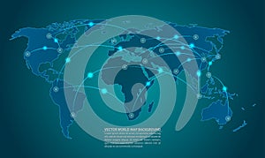 World map vector with network connection concepts