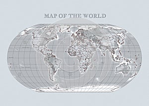 World Map Vector Vintage with relid. Gray background