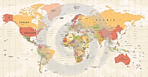 World Map Vintage Vector. Detailed illustration of worldmap