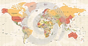 World Map Vintage Vector. Detailed illustration of worldmap photo