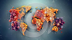 World map virus pandemia background. Generative AI