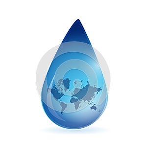 World map water drop illustration design