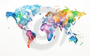 world map watercolor art background