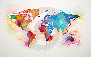 world map watercolor art background