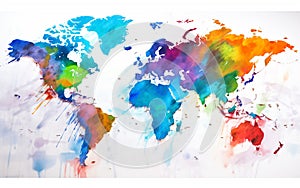 world map watercolor art background