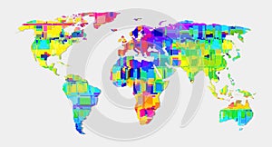 World map on white background with texture design