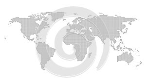 World map on white background. World map template with continents, North and South America, Europe and Asia, Africa and Australia