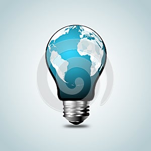 World Map,World atlas in tungsten light bulb