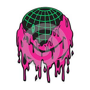 The World is Melting Down Streetwear and Edgy Logos, in Pink and Green for Commercial Use photo