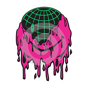 The World is Melting Down Streetwear and Edgy Logos, in Pink and Green for Commercial Use