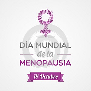 World Menopause Day in Spanish. Dia mundial de la menopausia. Spanish. Vector illustration, flat design