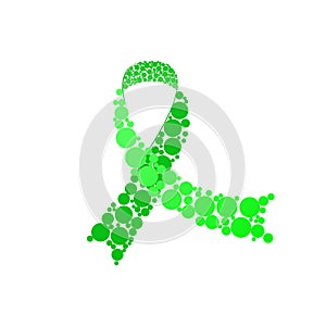 World mental health day concept. Green ribbon l cancer awareness symbol