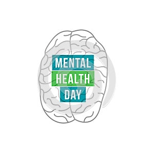 world mental health day psychology poster with line art human brain