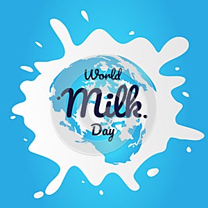 World milk day with blue background vector