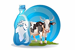 World Milk Day A cow and a bottle of water with the word world on it AI generation