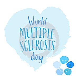 World MS day concept. Multiple sclerosis treatment. Hand draw sketch sticker