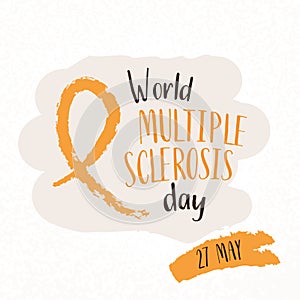 World MS day concept. Multiple sclerosis treatment. Hand draw sketch sticker