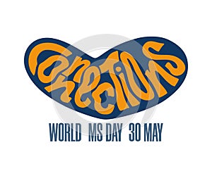 World MS day poster. Connections theme for multiple sclerosis campaign. Vector lettering design for banner, card, social media, t