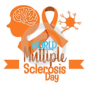 World Multiple Sclerosis Day logo or banner with orange ribbon