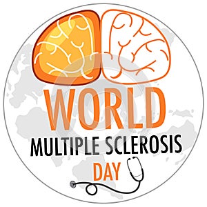 World Multiple Sclerosis Day logo or banner on world map background