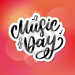 world music day lettering calligraphy brush logo holiday