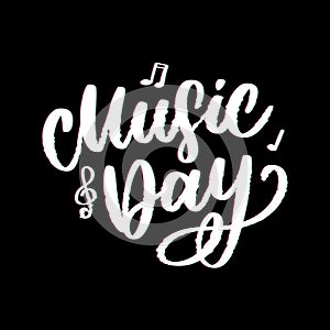 world music day lettering calligraphy brush logo holiday