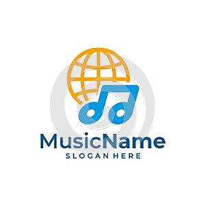 World Music Logo Template Design Vector, Emblem, Design Concept, Creative Symbol, Icon